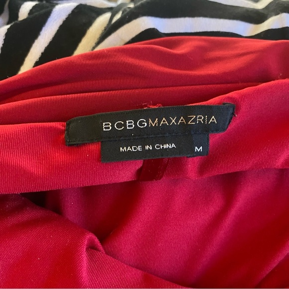 BCBGMaxAzria Halter Neck Tiered Mini Dress Cocktail Party Hot Red Ruched: Med - Picture 6 of 9